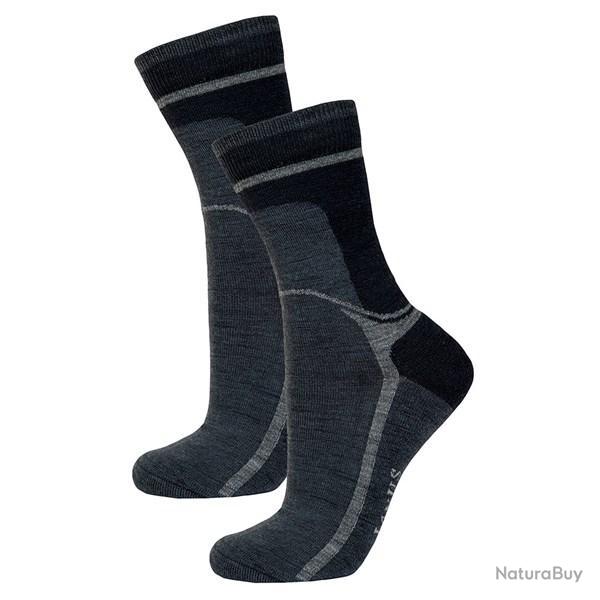 Chaussettes chaudes laine bicolores loisirs et sport gris  36-39