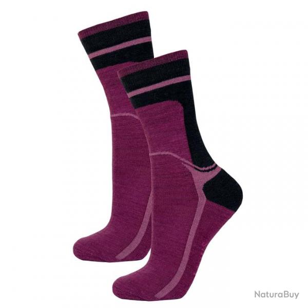 Chaussettes chaudes laine bicolores loisirs et sport 36-39 rose framboise