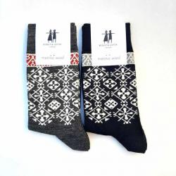 Chaussettes créateurs laine mérinos fantaisie 35/39 gris