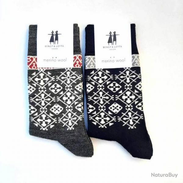 Chaussettes crateurs laine mrinos fantaisie 35/39 gris