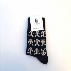 Chaussettes Bonhomme créateurs laine mérinos fantaisie noir  35/39