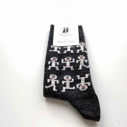 Chaussettes Bonhomme créateurs laine mérinos fantaisie 35/39 gris