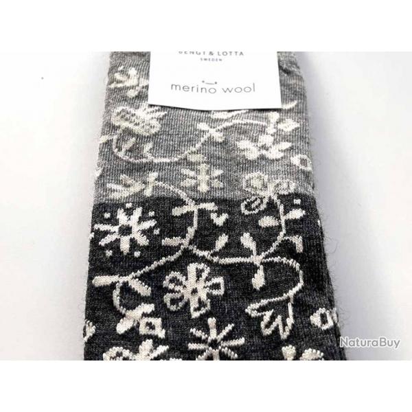 Chaussettes jardin crateurs laine mrinos fantaisie 35/39 gris