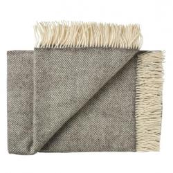 Plaid en pure laine vierge scandinave à chevrons en ligne vert orange gris gris