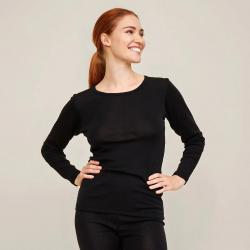 Haut femme chaud et doux en laine mérinos et soie  noir  XL (extra large)