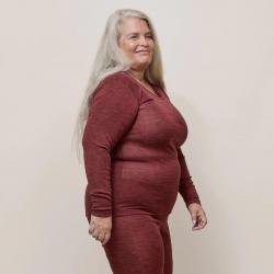 Haut femme chaud et doux en laine mérinos et soie  rouge XS (extra small)