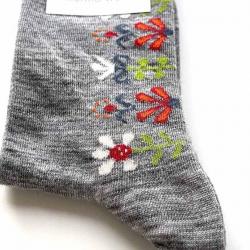 Chaussettes pure laine mérinos à motifs gris clair 35/39