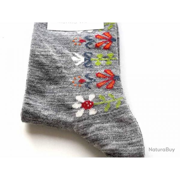 Chaussettes pure laine mrinos  motifs gris clair 35/39