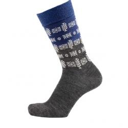 Chaussettes brigitte nordique de créateur laine mérinos fantaisie bleu  35/39