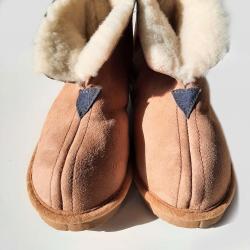 Chaussons Femme et Hommes chauds et hauts en peau d'agneau 40 moka