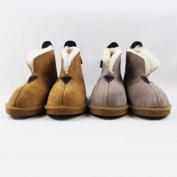 Chaussons Femme et Hommes chauds et hauts en peau d'agneau 39 beige naturel (v)