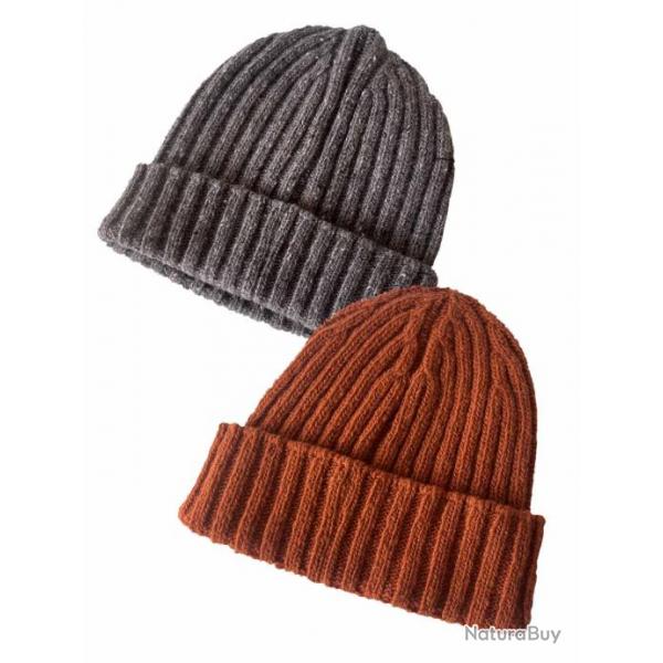 Bonnet cachemire laine cte simple de luxe  rouille