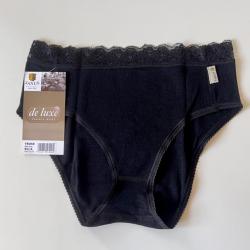 Culotte mi-haute en laine mérinos noire avec dentelle noir  S (small)