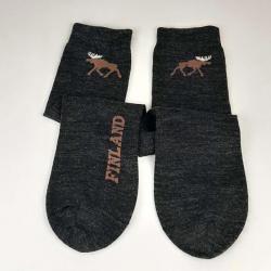 Chaussettes chaudes et fines en laine mérinos motif renne nordique 40/42 gris