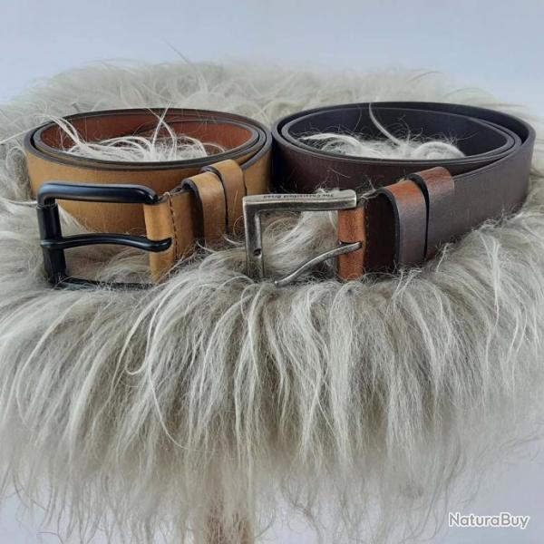 Ceinture en cuir de vache vritable cognac 115 cm