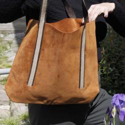 Sac Cabas Nubuck Cognac VILNIUS pour femme cognac