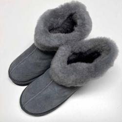 Chaussons mouton suédois pour femme avec couture 37 gris anthracite