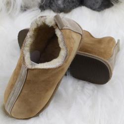 Chaussons chauds femme et homme en peau de mouton lainée LULLA 36 moka