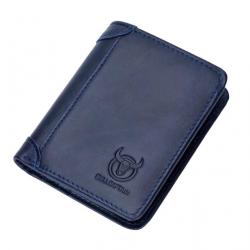 Portefeuille en Cuir Véritable pour Homme Porte-Cartes Protection RFID Bleu