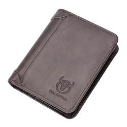 Portefeuille en Cuir Véritable pour Homme Porte-Cartes Protection RFID Gris