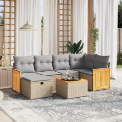 Salon de jardin avec coussins 7pcs mélange beige résine tressée