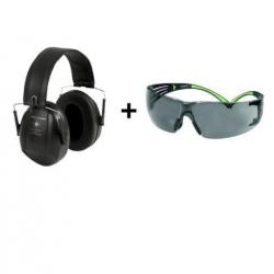 Ensemble casque Peltor Bull's eye 1 + paire de lunette 3M PC Grey AS/AF