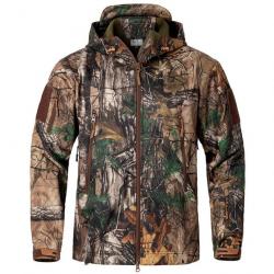 Veste de chasse coupe vent à capuche retractable motif camouflage - Modèle 2