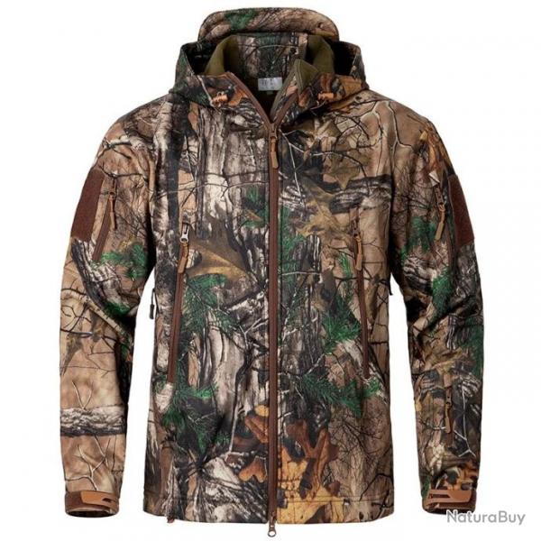 Veste de chasse coupe vent  capuche retractable motif camouflage - Modle 2