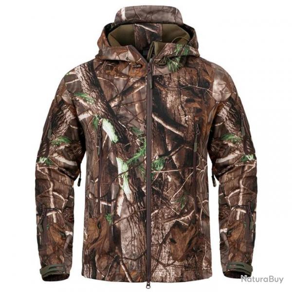 Veste de chasse coupe vent  capuche retractable motif camouflage - Modle 3