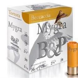 CARTOUCHE BECASSE BASCHIERI & PELLAGRI B&P CAL.20 MYGRA PLOMB N°8.5 28 BOURRE GRASSE  par 75