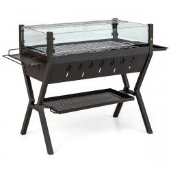 Barbecue à charbon de bois gril au charbon de bois en acier inoxydable avec pare-vent supports d'as