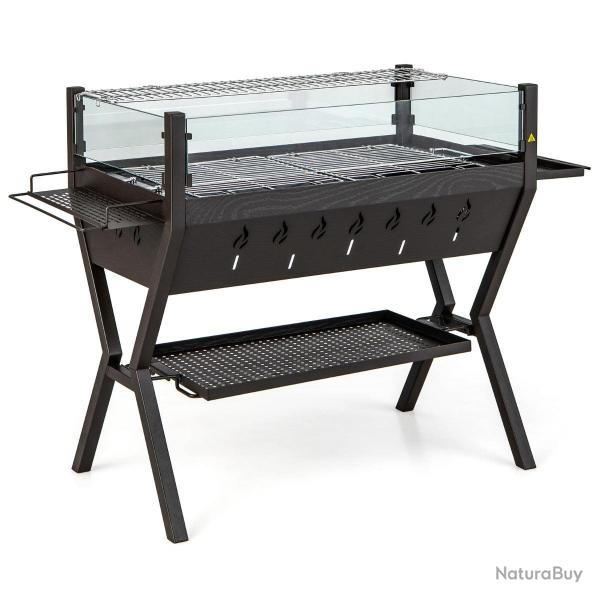Barbecue  charbon de bois gril au charbon de bois en acier inoxydable avec pare-vent supports d'as