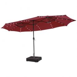 Parasol double face de 4,70 m avec 48 lumières led base à lester avec sac de sable (non inclus) par