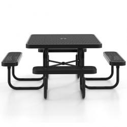 Table de pique-nique carrée et bancs intégrés pour 8 personnes table de camping 116 cm avec sièges