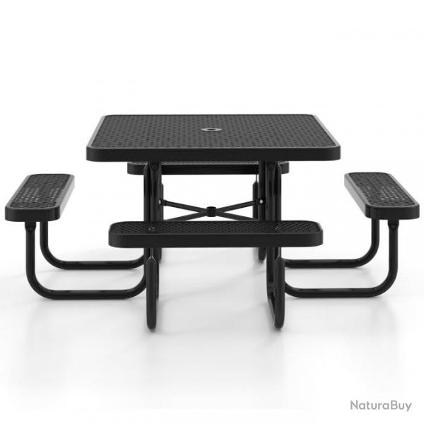 Table de pique-nique carre et bancs intgrs pour 8 personnes table de camping 116 cm avec siges