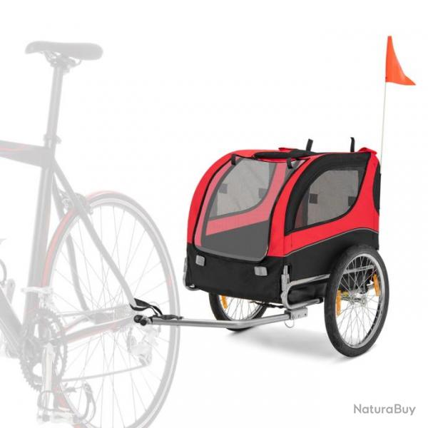 Remorque de vlo pour animaux de compagnie jusqu' 40 kg avec roues de 50 cm et toit ouvrant pour c