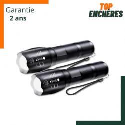 TOP ENCHERES SANS PRIX DE RESERVE : Lot de 2 lampes torches LED 2000 LM IP44