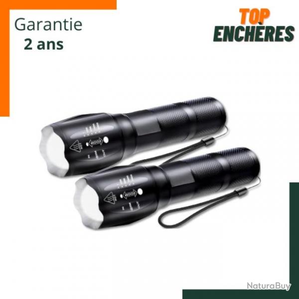 TOP ENCHERES SANS PRIX DE RESERVE : Lot de 2 lampes torches LED 2000 LM IP44