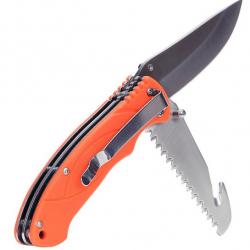 Couteau Bushcraft orange fluo