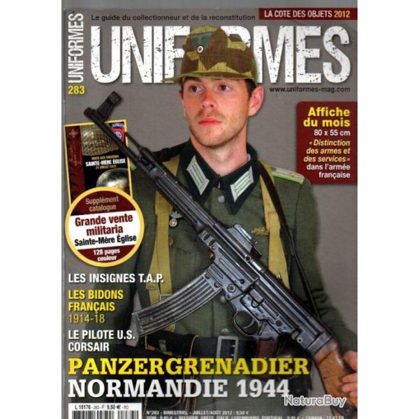 revue uniformes 283, bidons franais 14-18, panzergrenadier bataille de normandie, 517th prct dans