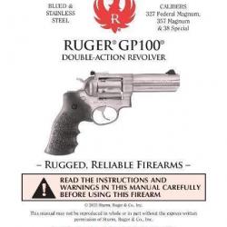 notice RUGER GP100 GP 100 (envoi par mail) - VENDU PAR JEPERCUTE (m2124)