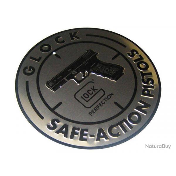 PLAQUE RONDE GLOCK SAFE ACTION DIAM 28CM ALUMINIUM