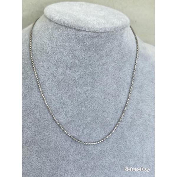 Petite chaine or blanc 14 carats - 42 cm - maille vnitienne - collier