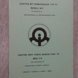 LIVRE/NOTICE DU DIOPTRE SUISSE POUR K31