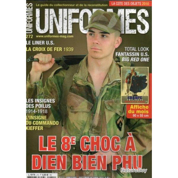 revue uniformes 272 le 8e choc  dien bien phu, insigne commando kieffer, sous casques m1 us part 1