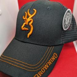 Casquette Browning / ref :  noir/ logo orange