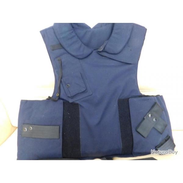 ENCHERE GILET PARE BALLES TETRANIKE L FORCES DE POLICE KEVLAR +  AINE PLUS 2 PLAQUE POLYETHYLENE NI3