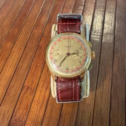 MONTRE VINTAGE ANNÉE 50 CHRONOGRAPHE SUISSE EN  OR 750 18 KT