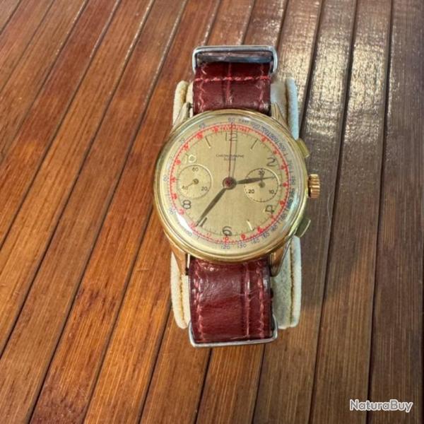 MONTRE VINTAGE ANNE 50 CHRONOGRAPHE SUISSE EN  OR 750 18 KT