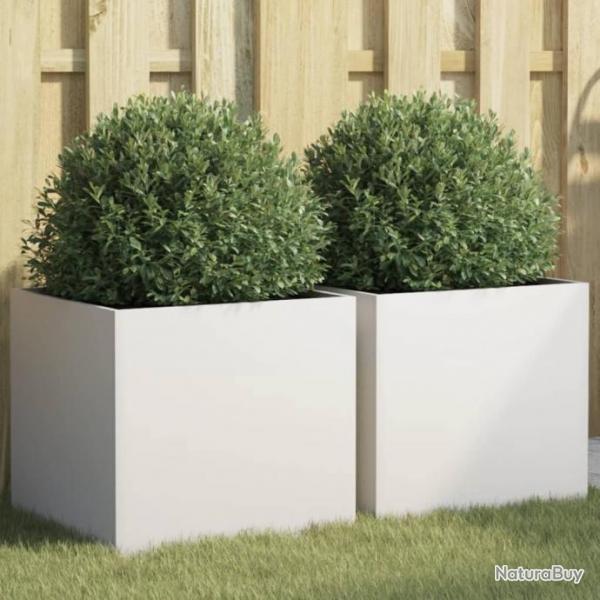 Jardinires 2 pcs blanc 42x40x39 cm acier lamin  froid